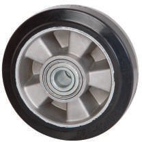 Black Elastic Rubber Tyre, Aluminium Centre | 160 - 200mm Wheel