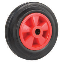 Black Solid Rubber Tyre, Red Polypropylene Centre | 160 - 200mm Wheel
