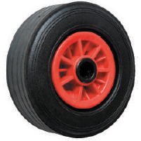 200mm Solid Black Rubber Tyre, Plastic Centre Wheels