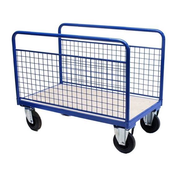 Flatbed trolley with mesh sides