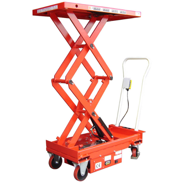 Electric Double Scissor Lift Trolley 300kg Blue Trolley