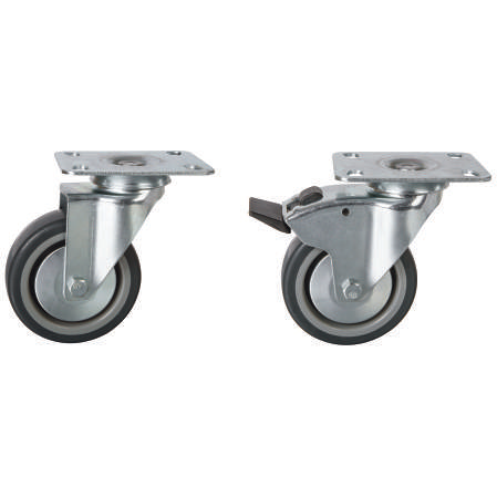 Light Duty Plate Fixing: Thermoplastic Rubber Tyre Castors | 75 - 125mm Wheel