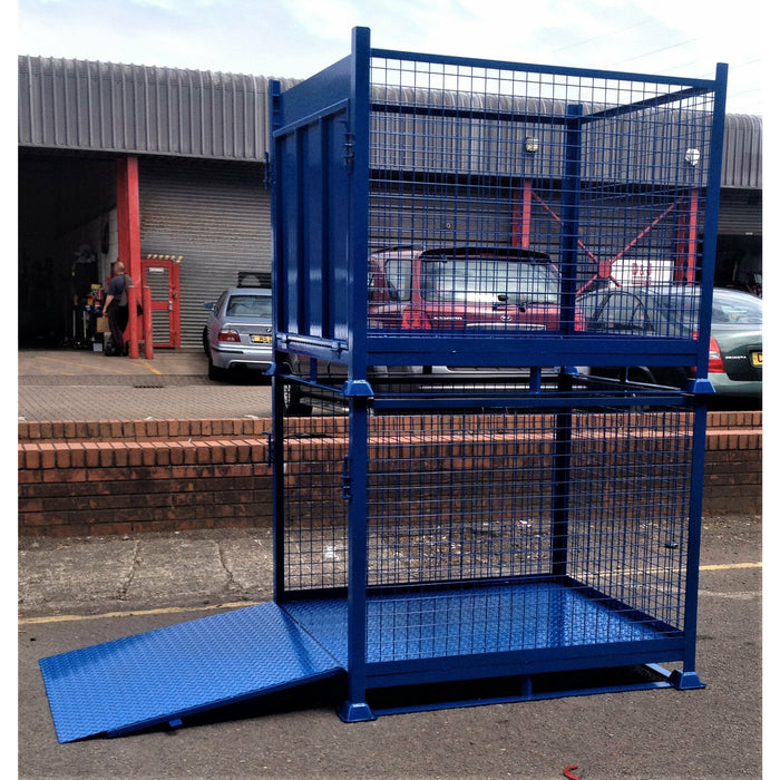 Stacable Loading Stackable Stillage with Loading Ramp | Blue Trolley — Bluetrolley.com