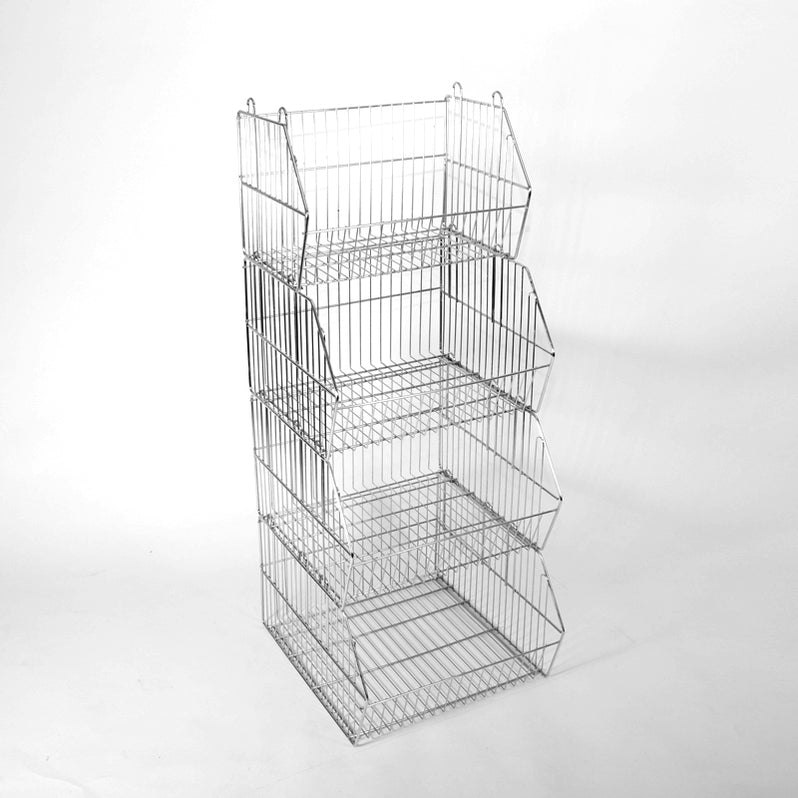 Small Stacking Wire Basket Blue Trolley