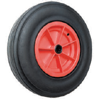 400mm Solid Black Rubber Tyre, Plastic Centre Wheels